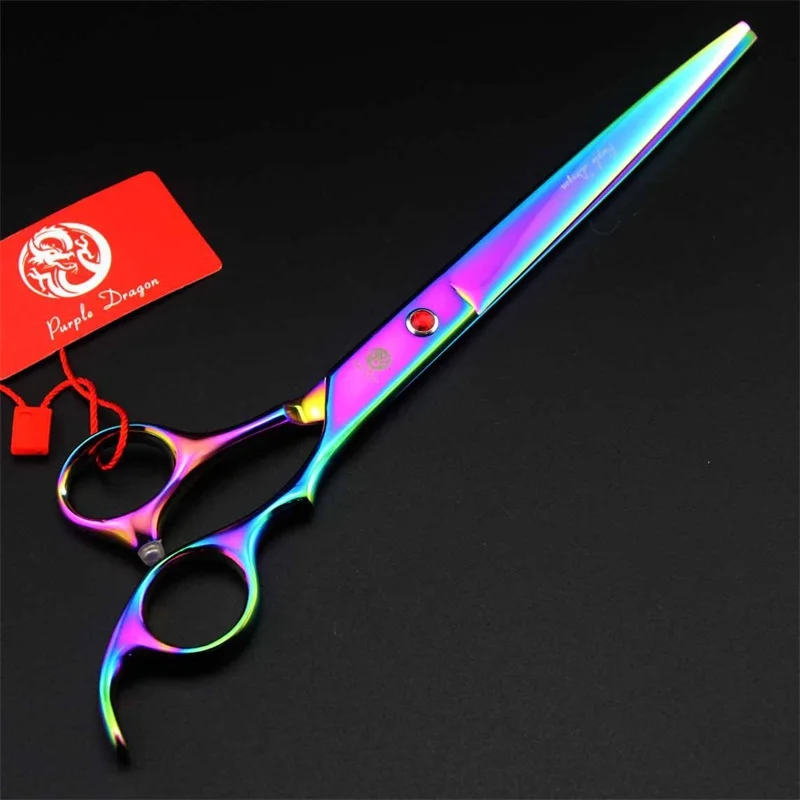 Purple dragon 8.0 inch Professional dog grooming scissors Straight & Curved & Thinning Shears Sharp Edge Animals Hair Cutting (5)
