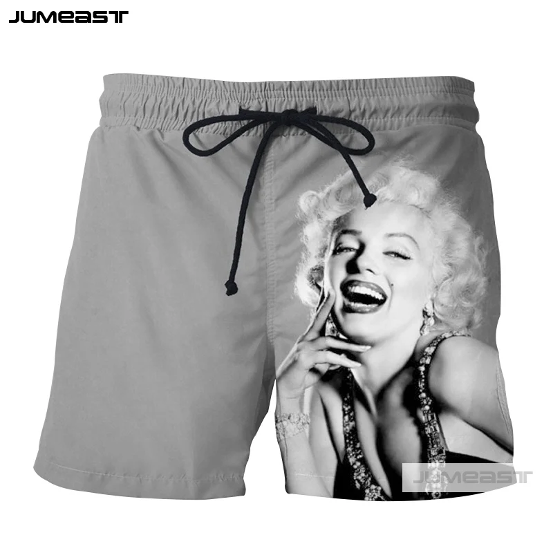 

Jumeast Fashion 3D Printed Sexy Goddess Marilyn Monroe Short Pants Casual Men/Women Loose Size Short Novelty Board Shorts