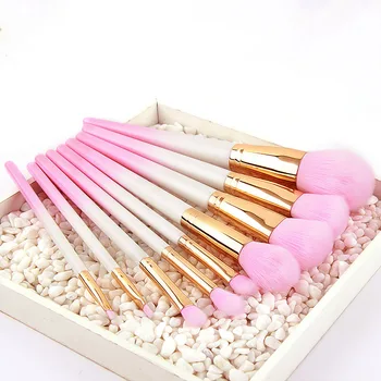 

9 Pcs New Pink Crystal Makeup Brush Set Eye Shadow Concealer Crease Eyebrow Foundation Brushes Face Brush Tools Gradien