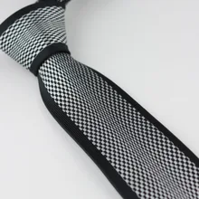 Галстуки Для мужчин s узкие черный границы серебро Проверяет Полосатый галстук микрофибры узкий галстук 6 см Для мужчин рубашки Свадебные Gravatas corbata