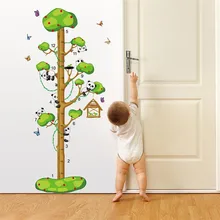cartoon jungle animals Tree cute Pandas baby height measure wall stickers for kids room children toy