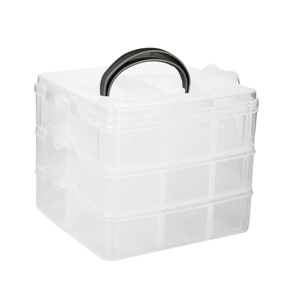 3 Layers 18 compartments Plastic Adjustable Storage Box Case Holder