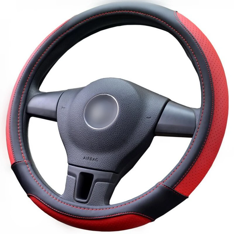

Car Steering Wheel Cover Leathe 38cm Anti-slip Yellow Red Orange Car-Styling Auto Steering-Wheel Covers