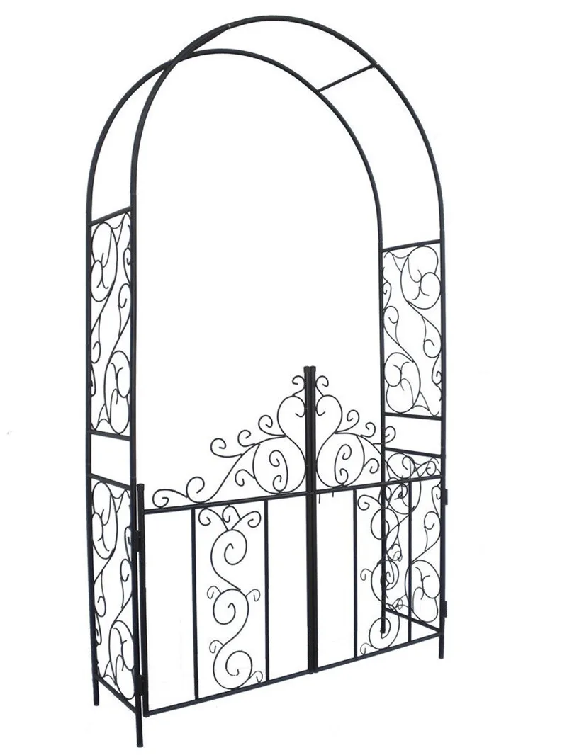 

Steel Garden Arch with Gate, 7'5 High x 4'2 Wide, Garden Arbor for Various Climbing Plant, Outdoor Garden Lawn Backyard