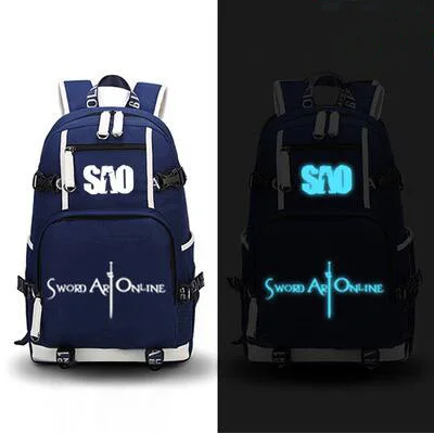 Холщовая задняя упаковка светящиеся школьные рюкзаки с принтом для подростков игрушечный меч для девочек искусство онлайн SAO дизайн Mochila Feminina сумки для ноутбука - Цвет: 2