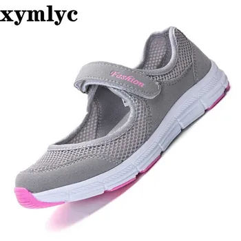 

New Women Flats Shoes Women's Flat Mary Jane Female Ladies Mesh Fabric Breathable Gray Casual Comfortable Shoes Woman