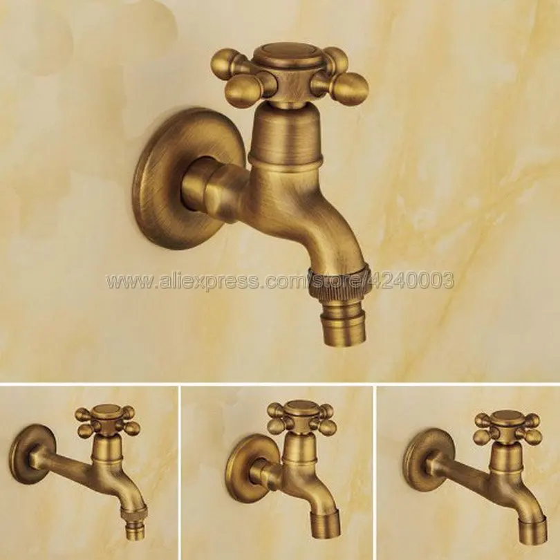 Antique Brass Wall Mounted Garden Bibcock Tap Bathroom Washing