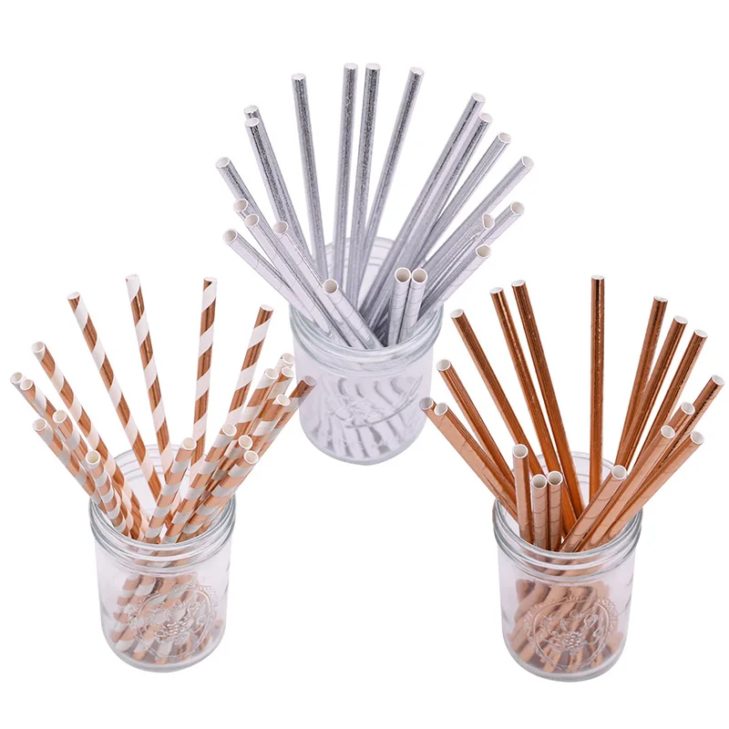 

25pcs Foil Gold Rose Paper Straws Wedding Favors Star Drinking Straws Birthday Party Decoration Kids Party Bachelor Supplies