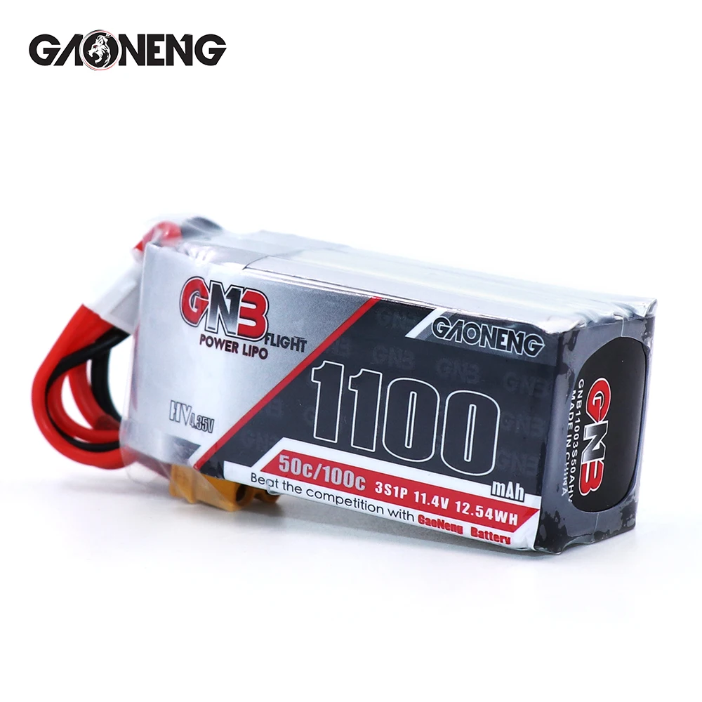 2PCS Gaoneng 11.4V 1100Mah 50C 3S HV 50C/100C 4.35V Lipo Battery XT30 T XT60 Plug for RC FPV Racing Drone