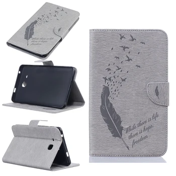 

Embossing Feather PU Leather Tablet PC Cases For Samsung Galaxy Tab A 7.0 T280/T285 Flip Tablet Case with Card Holders&Kickstand