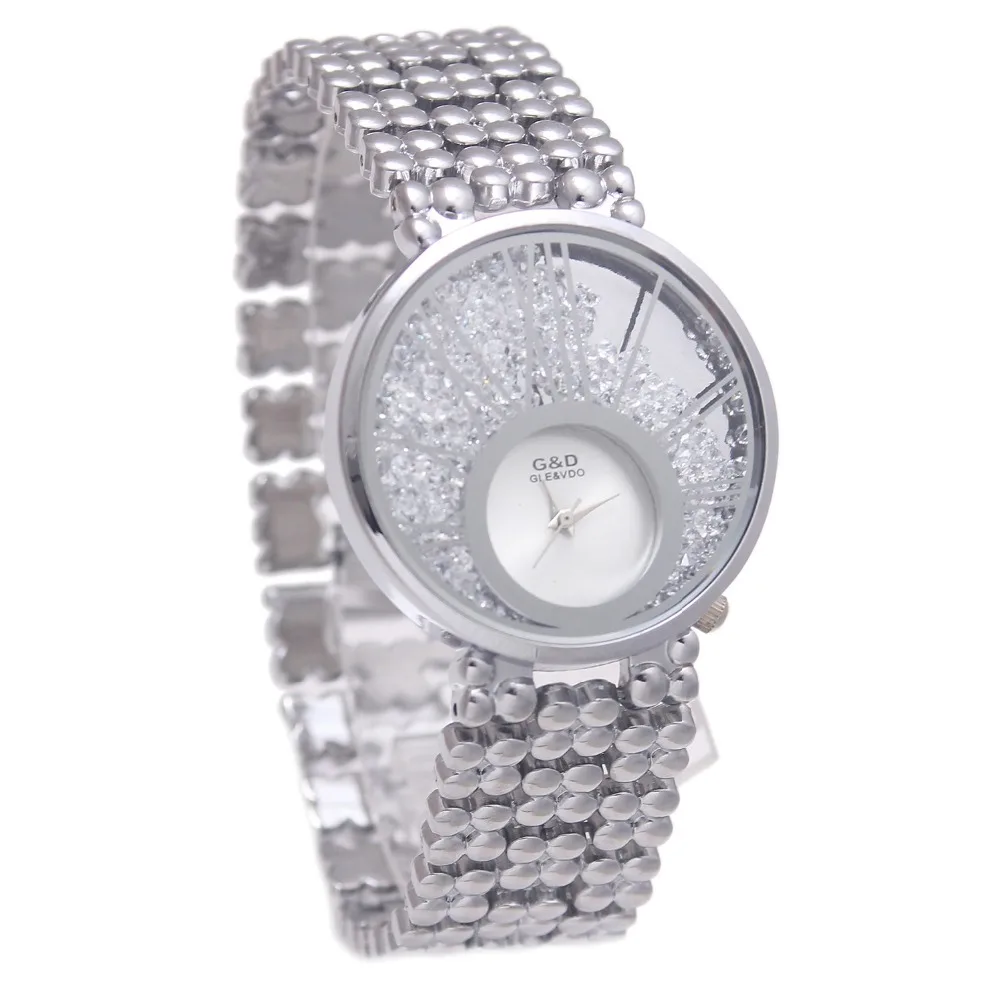 Роскошные Брендовые женские кварцевые наручные часы G& D, серебряные женские часы с браслетом из нержавеющей стали, Relojes Mujer Relogio Feminino