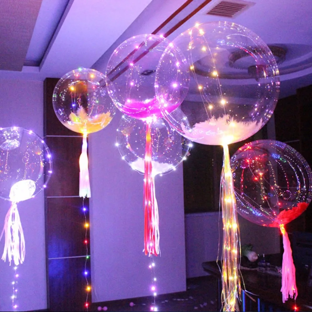18 дюймов светящийся светодиодный воздушный шар 3 м светодиодный воздушный шар гирлянды круглые Пузырьковые гелиевые шары наружные надувные игрушки для детей