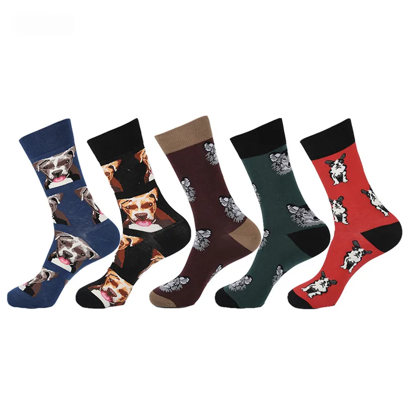 Hot sale!  happy socks men autumn-winter men's knee high business long socks funny animal cotton sock for men's and male