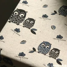 Buulqo 100*140 см набивная хлопковая льняная ткань сова хлопчатобумажная пенька Ткань DIY обивка швейная льняная ткань для скатерти занавески