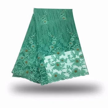 

African lace fabric 2018 high quality lace High Quality Nigeria Lace Fabrics beaded lace applique For african Wedding red green
