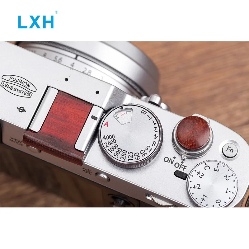LXH камера деревянная кнопка спуска затвора Горячий башмак Крышка для Fujifilm X-T20 X100F X-T2 X100T X-T10 с резиновым кольцом - Цвет: Wine Red 1 Set
