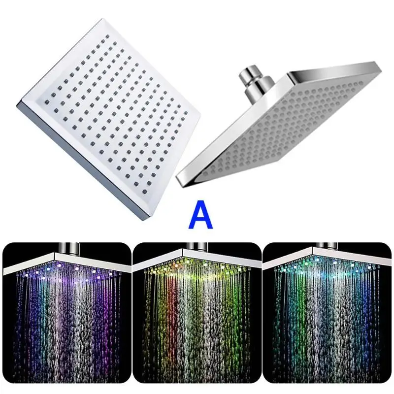 

7 Colors Shower Head Automatic Changing Light Water-saving Colorful electroplating LED Shower Head Nozzle For Bathroom Interface