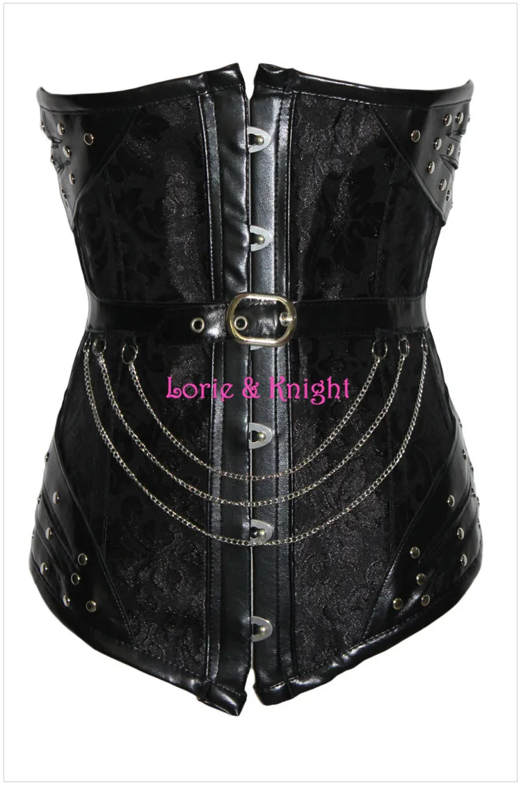 New Sale Waist Corsets Black Steampunk Corset Leather Underbust