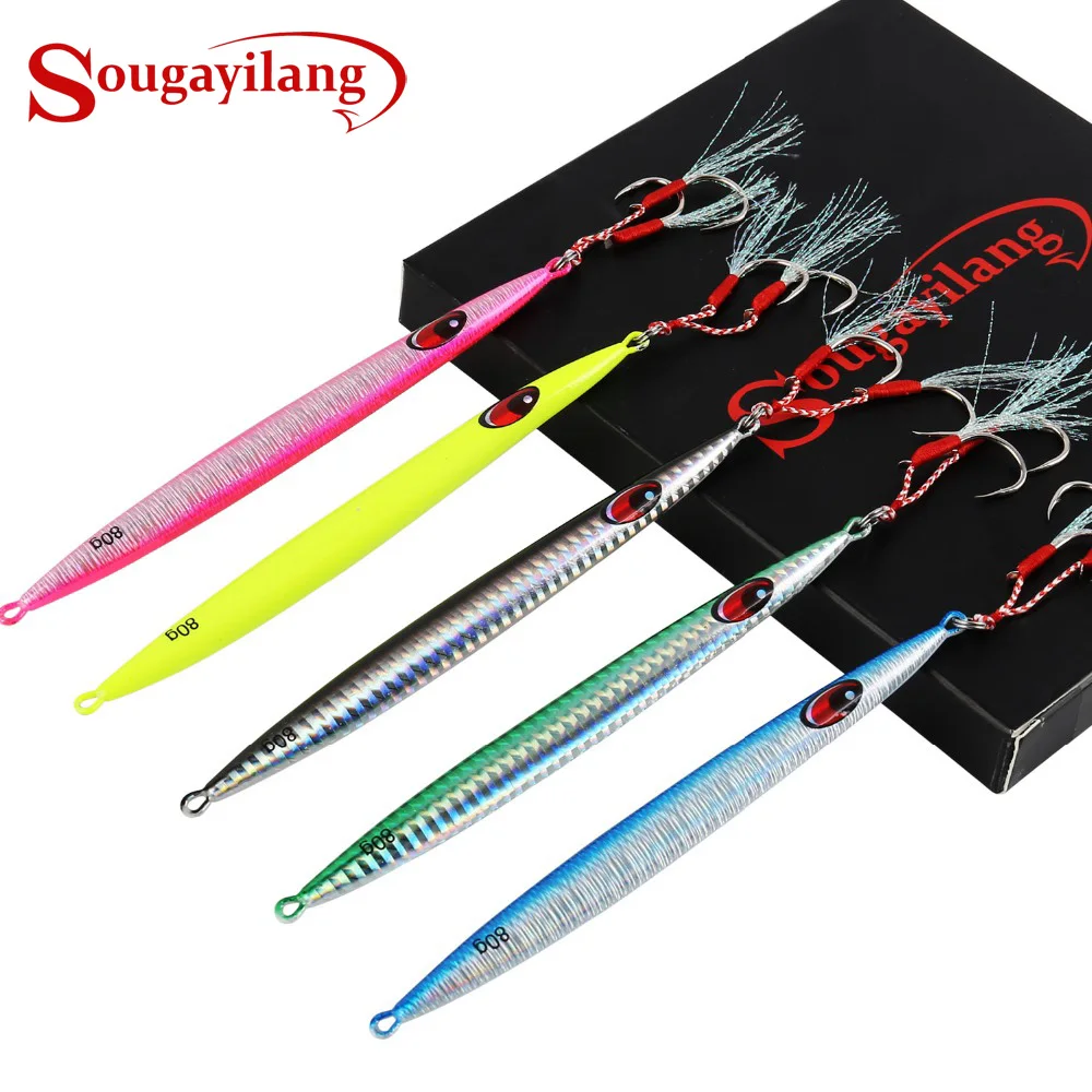

Sougayilang 5Pcs/Lot Fishing Lure Combo 5 Color 84g Fake Bait Matel Jiging Soft Hard Lure Artificial Fishing Bait Fishing Tackle