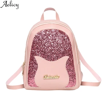 

Aelicy Lady's Fashion Cute Patchwork Pu Leather Backpack Casual Unique Designed Bag Traveling Shoulder Small Backpack Mochila