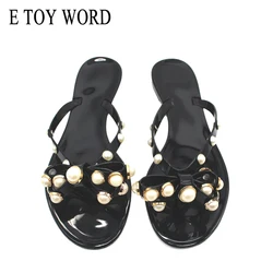 E TOY WORD Women shoes 2019 Summer New Sandals and Slippers Flat with Bow pearl slippers Flip-flops Garden Jelly beach sandals E TOY WORD Women shoes 2019 Summer New Sandals and Slippers Flat with Bow pearl slippers Flip-flops Garden Jelly beach sandals