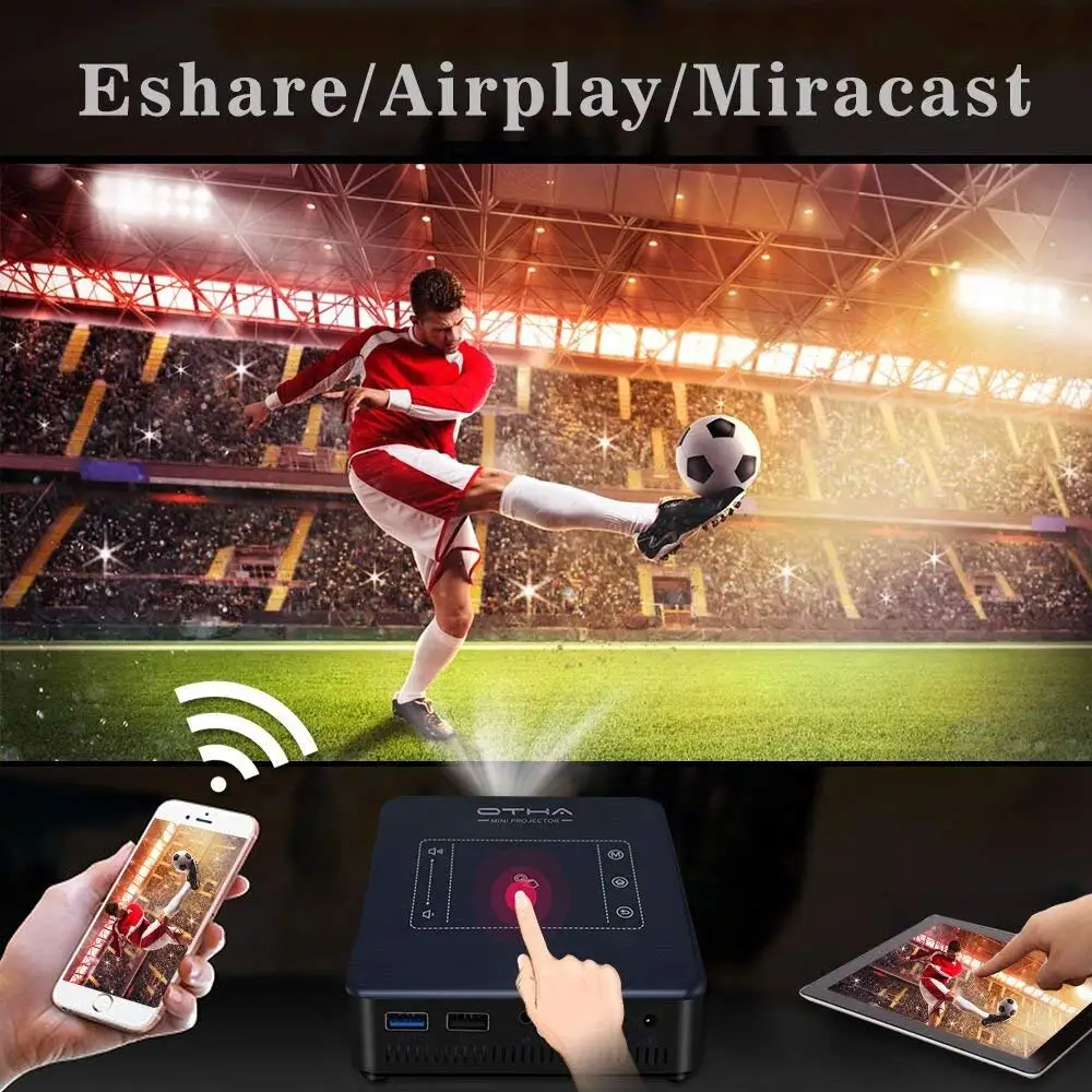 OTHA DLP Video Projector, Mini Projectors Android 7.1 & 2GB RAM Portable Home Theater 4K Playback 200 ANSI Lumens LED Projector OTHA DLP Video Projector, Mini Projectors Android 7.1 & 2GB RAM Portable Home Theater 4K Playback 200 ANSI Lumens LED Projector
