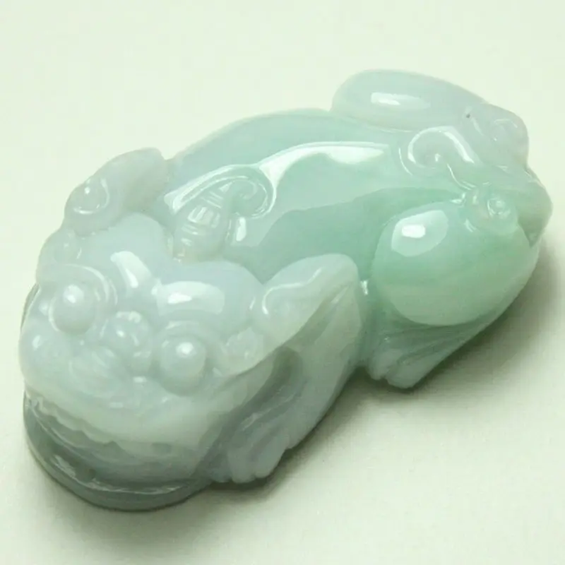 

Certified 100% Natural Green A Jade Jadeite Pendant Handmade Wealth Pi xiu 84