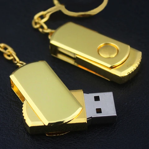 BiNFUL водонепроницаемый металлический вращающийся usb флэш-накопитель 8 ГБ 16 ГБ 32 ГБ 64 Гб 128 ГБ серебро/золото/Розовый карта памяти, Флеш накопитель USB 2,0 U диск - Цвет: Золотой