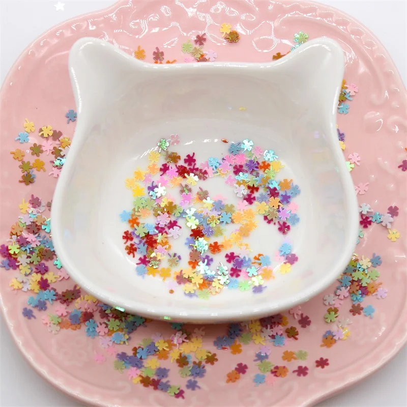 

ZFPARTY 3mm*4mm Four-leaf Clover Sequins PVC Flat for DIY Card Making Craft Color Collection