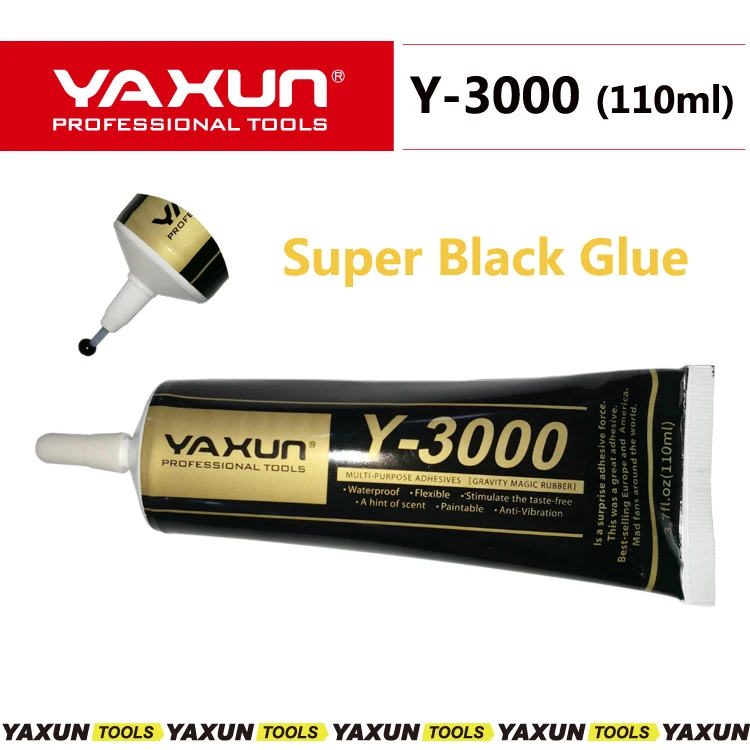 

2pcs 110ml YAXUN Y-3000 best quality Black Adhesive Glue for mobile frame touch,original gel multi-purpose for jewelry crystals