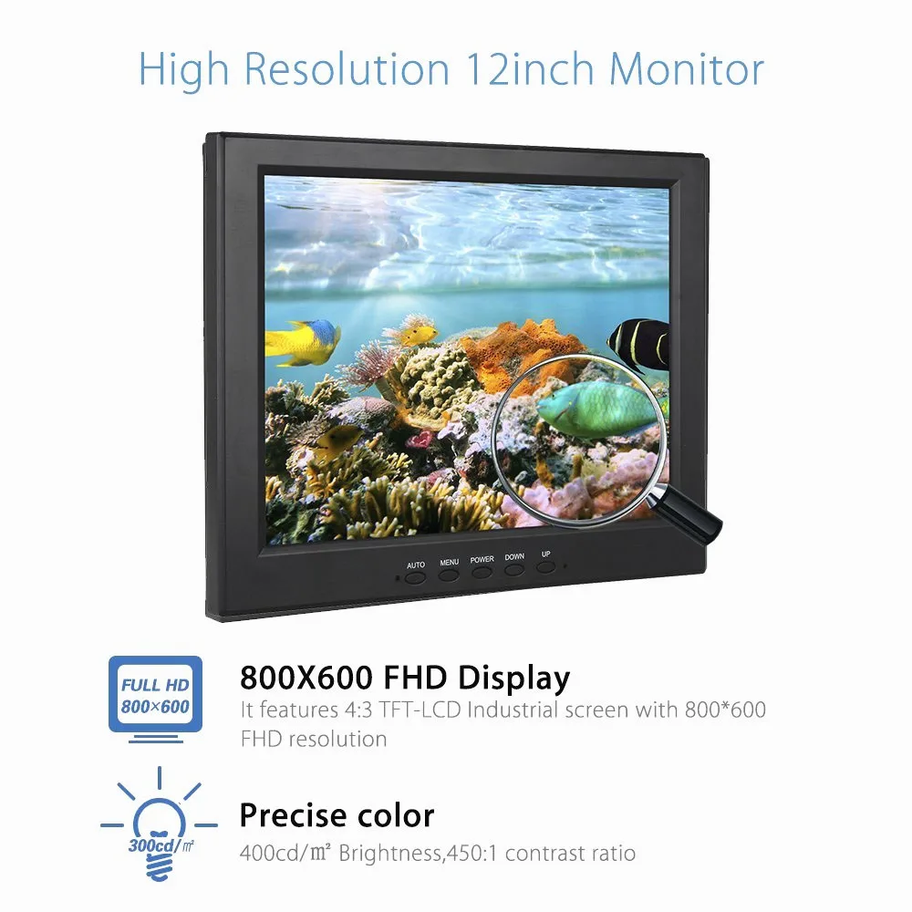Wearson 12 Inch HDMI Monitor & BNC VGA AV HDMI Input Portable 4:3 TFT LCD Mini HD Color Video Screen for PC CCTV Home Security