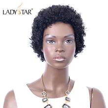 LADYSTAR Short Bob Wigs For Black Women Remy Afro Curly Human Hair Wig 4inch Human Hair Machine Made Curly Remy Hair Wigs