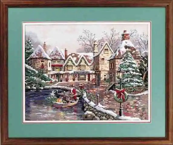 cs-2657 Cross Stitch Kit Christmas Cove Santa Gift on the Boat Market Hall dim 8494 08494