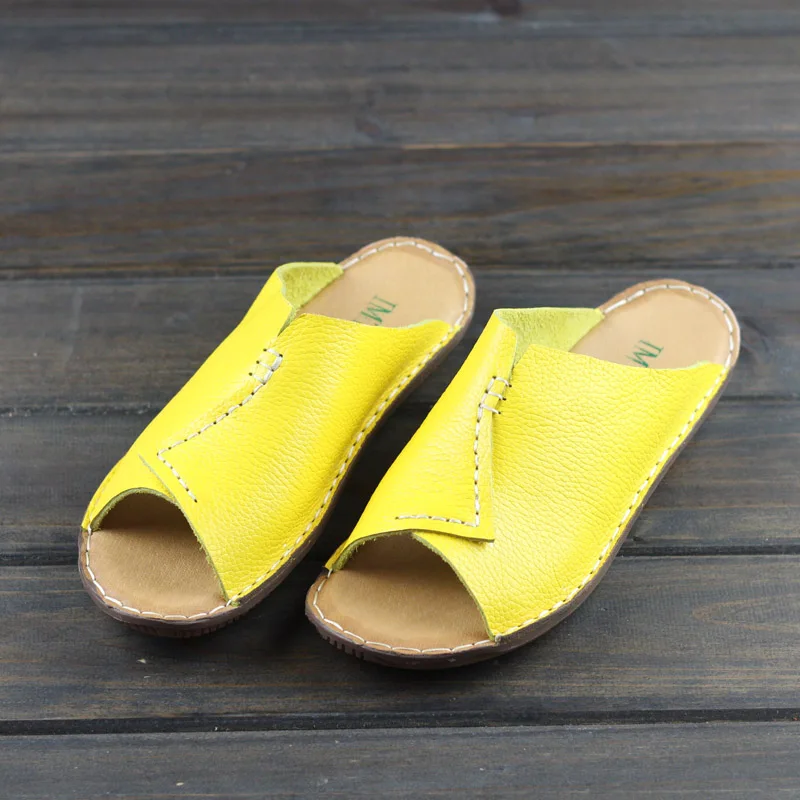 

Shoes Woman Sandals Flat 100% Authentic Leather Women's Summer Footwear 2019 Peep toe Ladies Sandals(9578-3)