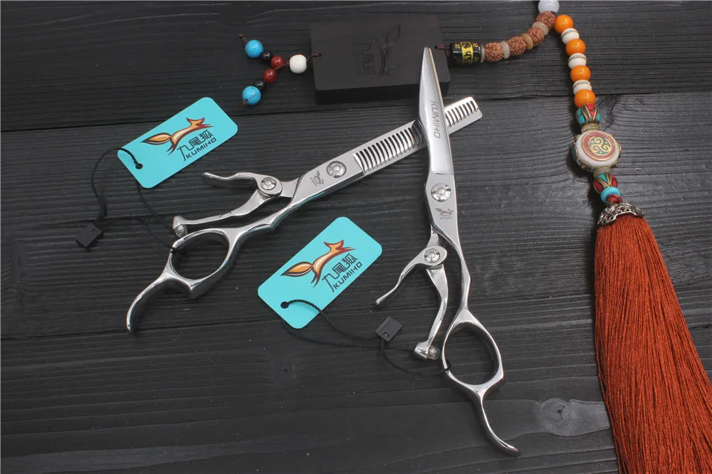 Tesoura de Cabelo Corte e Desbaste Tesouras de Cabelo com Alça Kumiho Nova Chegada Profissional Tesoura 6 Polegada Aberta 2022 Kit 1 cabelo de 6 polegadas com alça aberta