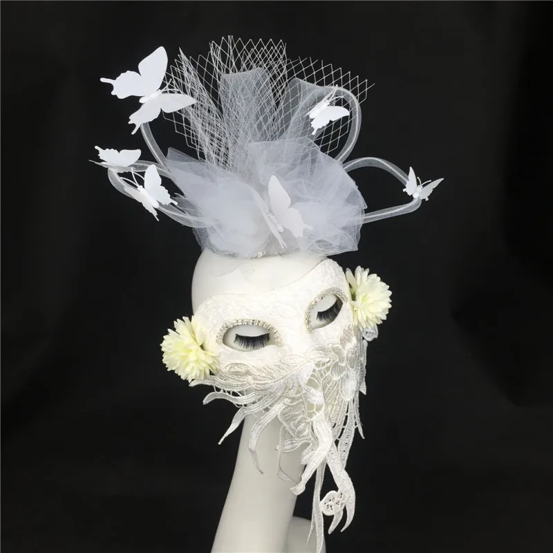 Бабочка цветочный девушка королева принцесса вечерние Клубные сцены Гримм головной убор кружевная маска для фото косплей поставки