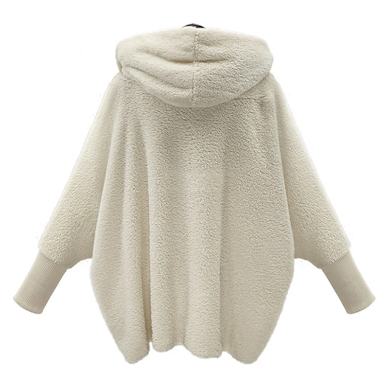 2018 Winter Warm Women Faux Fur Coat Soft Hoodies Fur Jacket Female Lantern Sleeve Overcoat Loose Casual Outerwear Plus Size