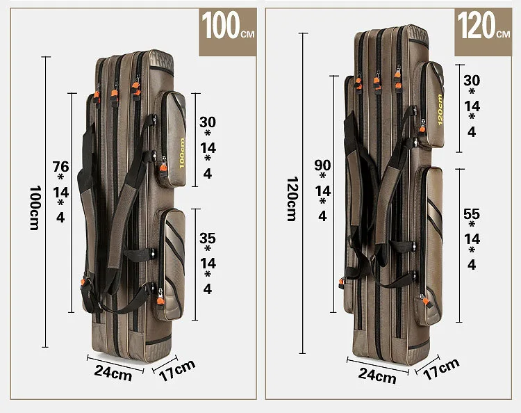 На открытом воздухе 3 слоя сумки для рыбалки 120 см Водонепроницаемый рыболовные снасти Сумка мешок рыболовной удочки BAO001