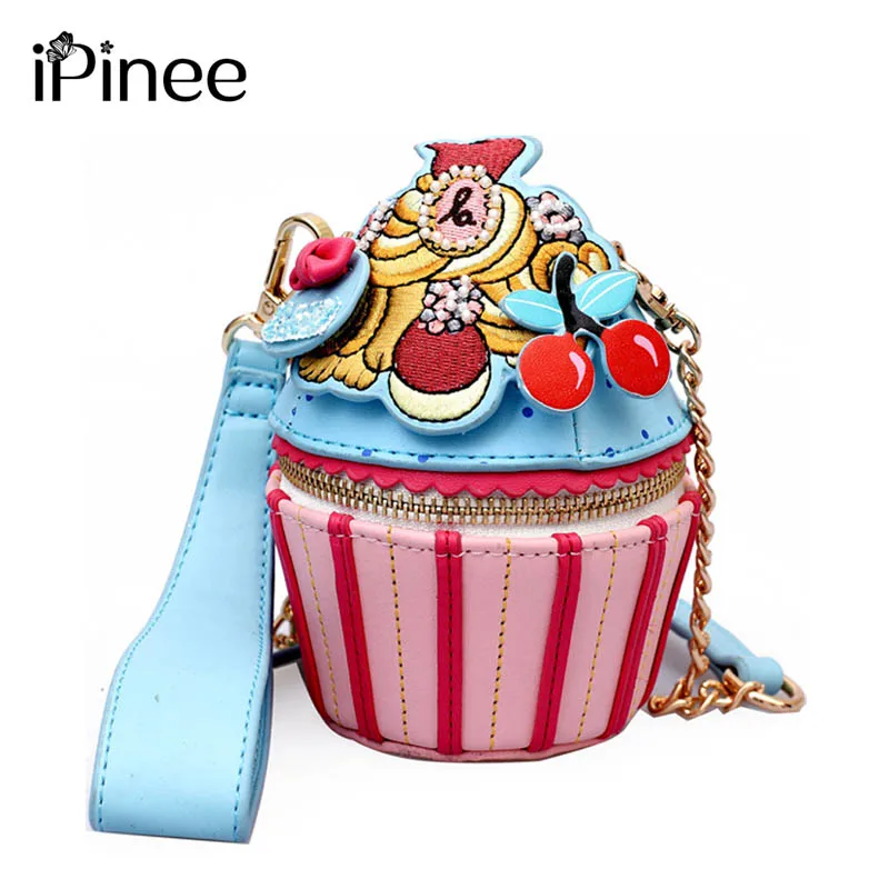 iPinee New Cute Ice Cream Shape Mini Bags for Women PU Leather Small Chain Clutch Crossbody Girl Creative Shoulder Messenger bag