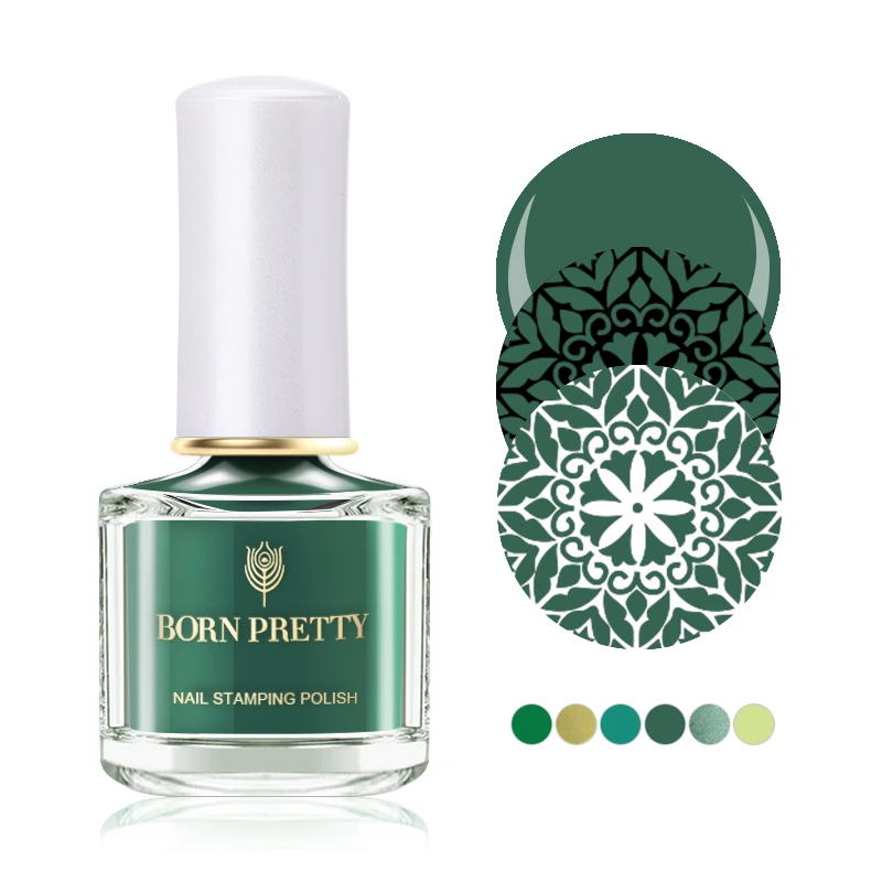 

BORN PRETTY Agate Green Series Stamping Polish 6ml Melody Life Nail Art Plate Polish Lacquer Stamping Accessories
