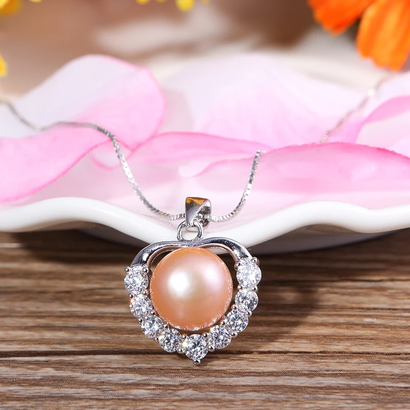 Жемчуг бренда "zhboruini" ожерелье 925 пробы серебряные ювелирные изделия для женщин ювелирные изделия из жемчуга натуральный пресноводный жемчуг Любовь Сердце Подвески подарок
