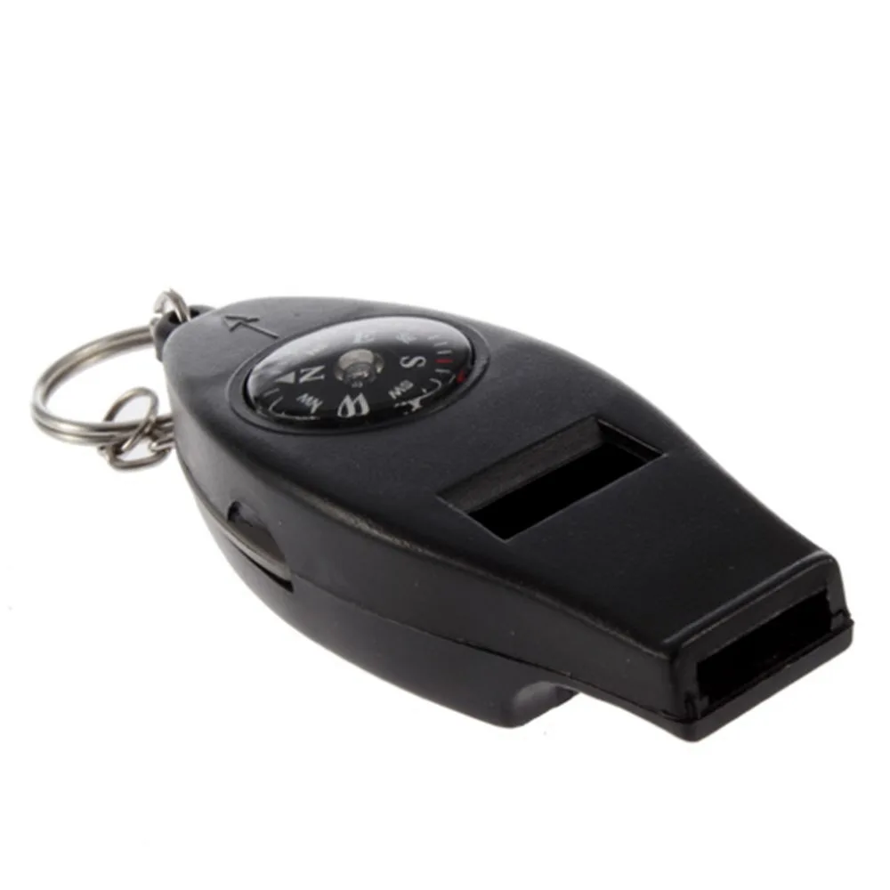 

Black Mini Survival Tool Thermometer Whistle Compass 4in1