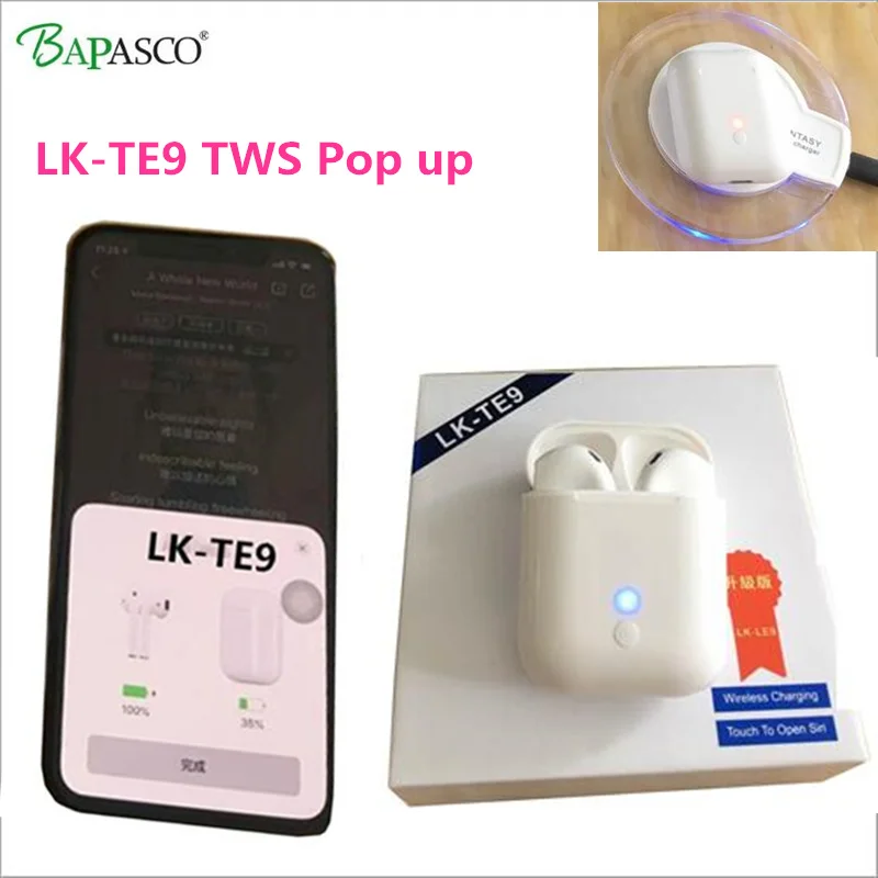 

LK-TE9 TWS POP-UPS Touch Type Wireless Bluetooth Binaural Calls Smart Earphones Wireless Charging Bluetooth 5.0 Earbuds Headset