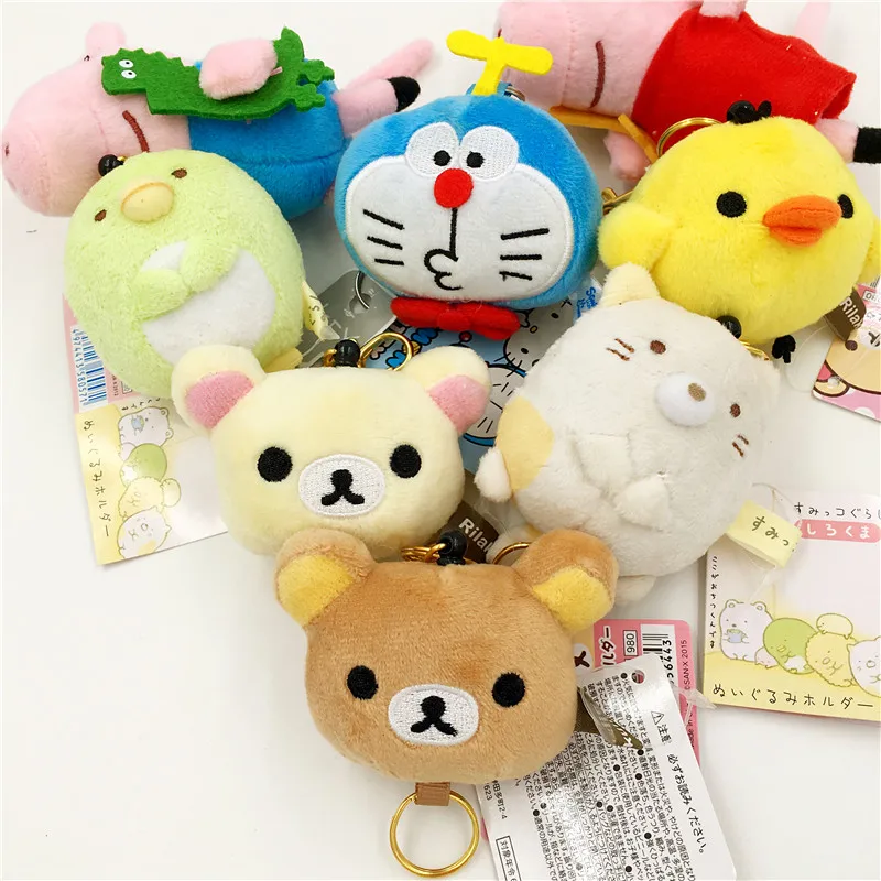 

JP Anime cartoon Rilakkuma Kiiroitori kawai cute version soft plush toy dolls key pendant OEM couple ladybro children gift