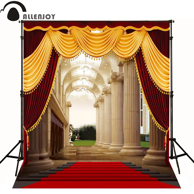 Allenjoy photographic background Red carpet corridor curtain courtyard