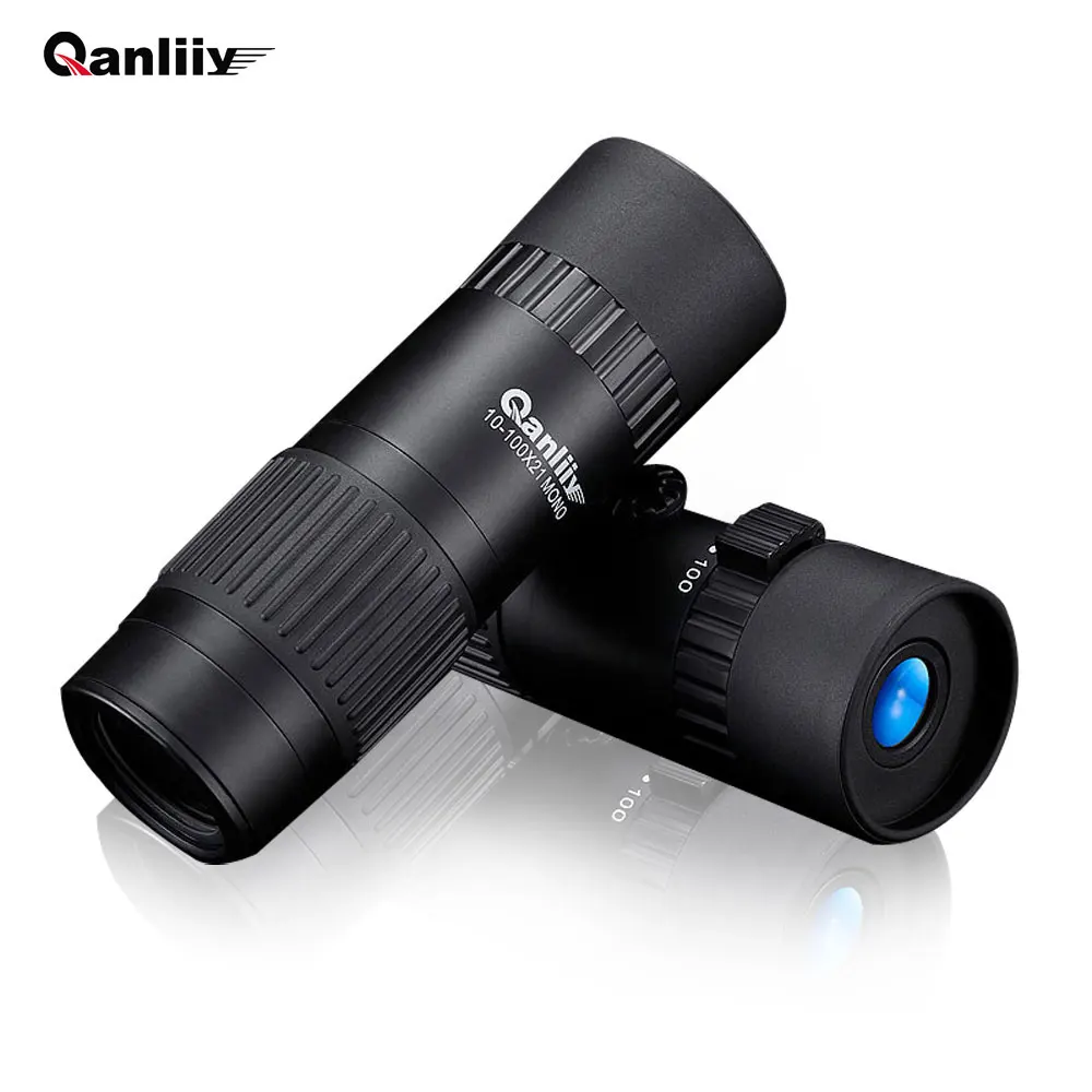

Qanliiy 10-100x21 Pocket Size Mini Hd Telescope Monocular for Travel Sport Scenery Wildlife View Objective Lens 21mm 66m/8000m