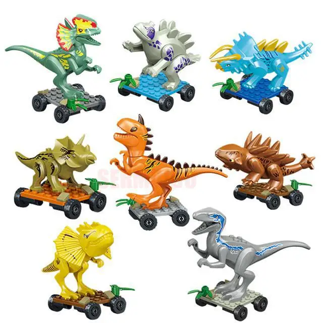 8pcs/set Dinosaur Jurassic World Park Dino Figures Building Tyrannosaurus Assemble Blocks Toy Compatible With Legoings Dinosaurs