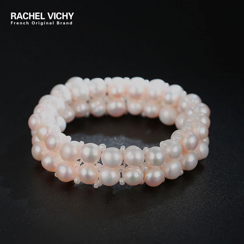 RACHEL VICHY модные аксессуары Пресноводный Жемчуг многослойные эластичные браслеты