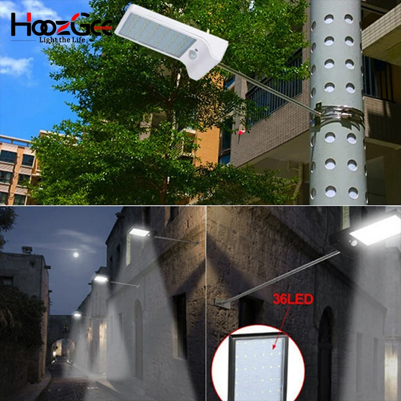 HoozGee солнечный уличный свет открытый сад 36 светодиодный настенный светильник PIR светильник с датчиком движения безопасности тропинка огни с палкой