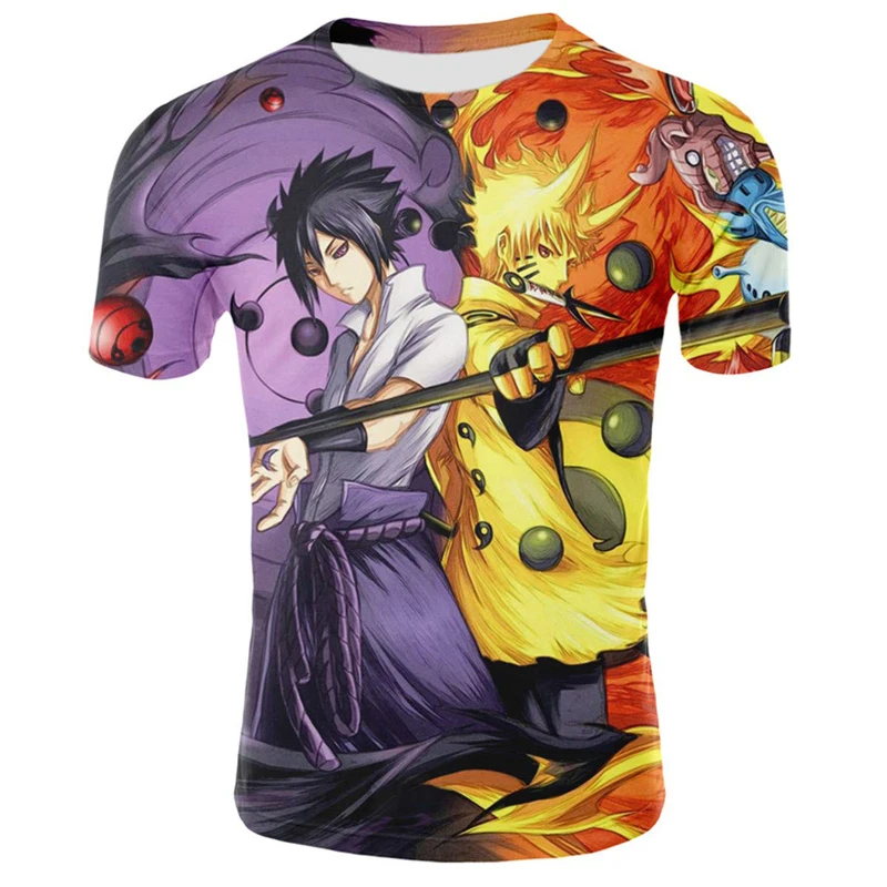 Hip Hop Men/Women t shirt Anime Naruto Short Sleeve Funny 3D Print T-Shirt Summer Tops Tees Boys Streetwear Tee Shirts Plus S
